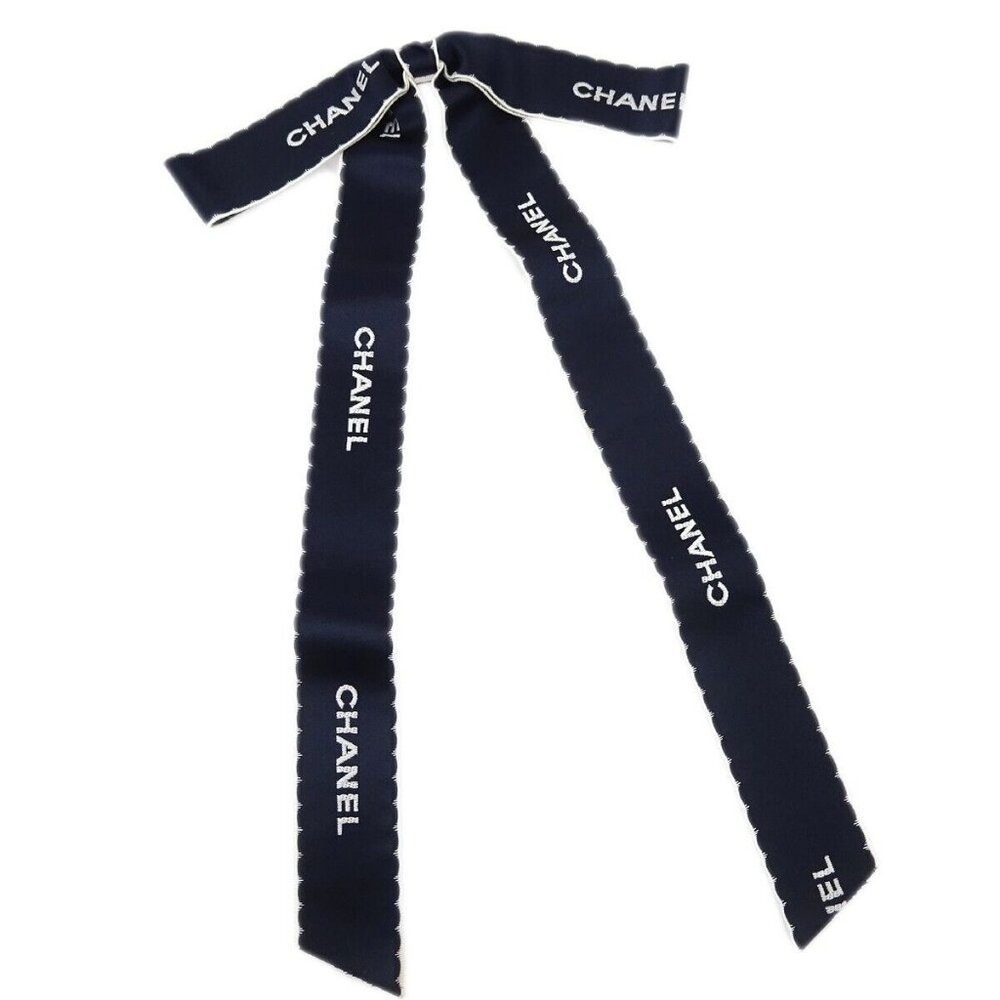 Chanel Bow Brooch Pin Navy 123182